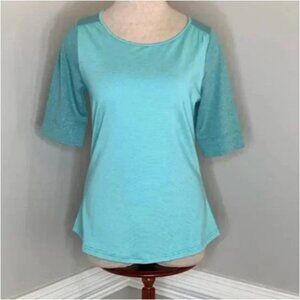 Prana Crew Neck Teal Short Sleeve Top Size Medium
